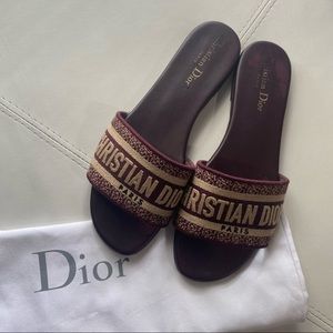 Christian Dior Dway Slide Burgundy Sandals 38.5